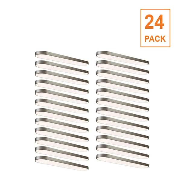 24-Pack 4 ft. x 10 in. Satin Nickel LED Flush Mount Ceiling Light Fixture 2700K 3000K 3500K 4000K 5000K 4000 Lumens