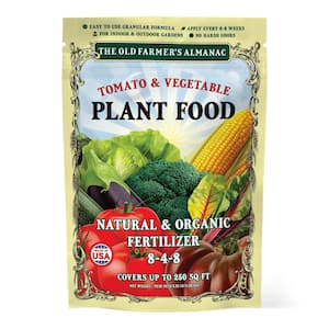 Old Farmer's Almanac 2.25 lbs. Organic Tomato and Vegetable Plant Food Fertilizer, Covers 250 sq. ft.