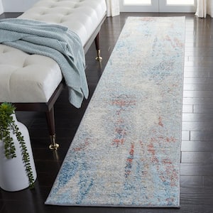 Tulum Blue/Pink 2 ft. x 9 ft. Geometric Runner Rug