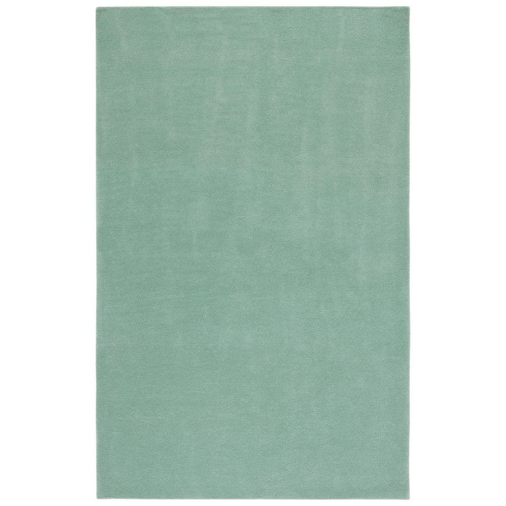 Art Deco Hand-Tufted Wool & Silk Green Square Rug - 5' x 5'