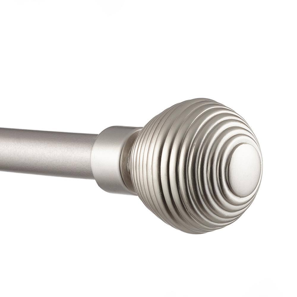 Matte Silver Adjustable Curtain Rod with Sphere Finials