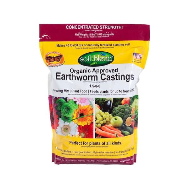 Soil Blend 10 lb. Bag Concentrated (10 lbs. makes 40 lbs.) Pure Organic Earth Worm Castings