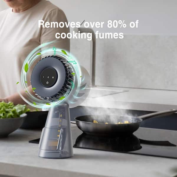 6 in. Portable Countertop Ductless Range Hood-Kitchen Stove 3-Speed Exhaust Fan-Workbench / RVs Air Purifier in Gray