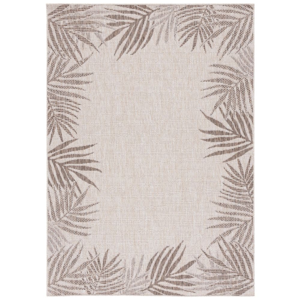 Beach House Beige/Brown 9 ft. x 12 ft. Floral Border Indoor/Outdoor Area Rug price history on PriceWatchPro