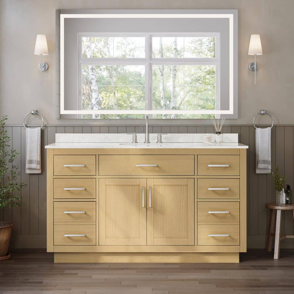 Beckett TK 60 in. Single Freestanding Rift Oak Bath Vanity with Carrara Cultured Marble Top price history on PriceWatchPro