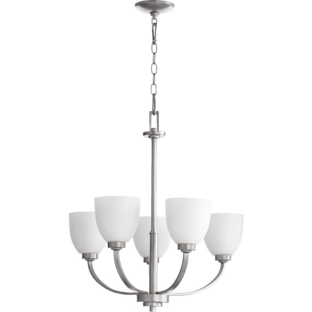 Reyes 5- -Light Classic Nickel Chandelier with Satin Opal Glass price history on PriceWatchPro