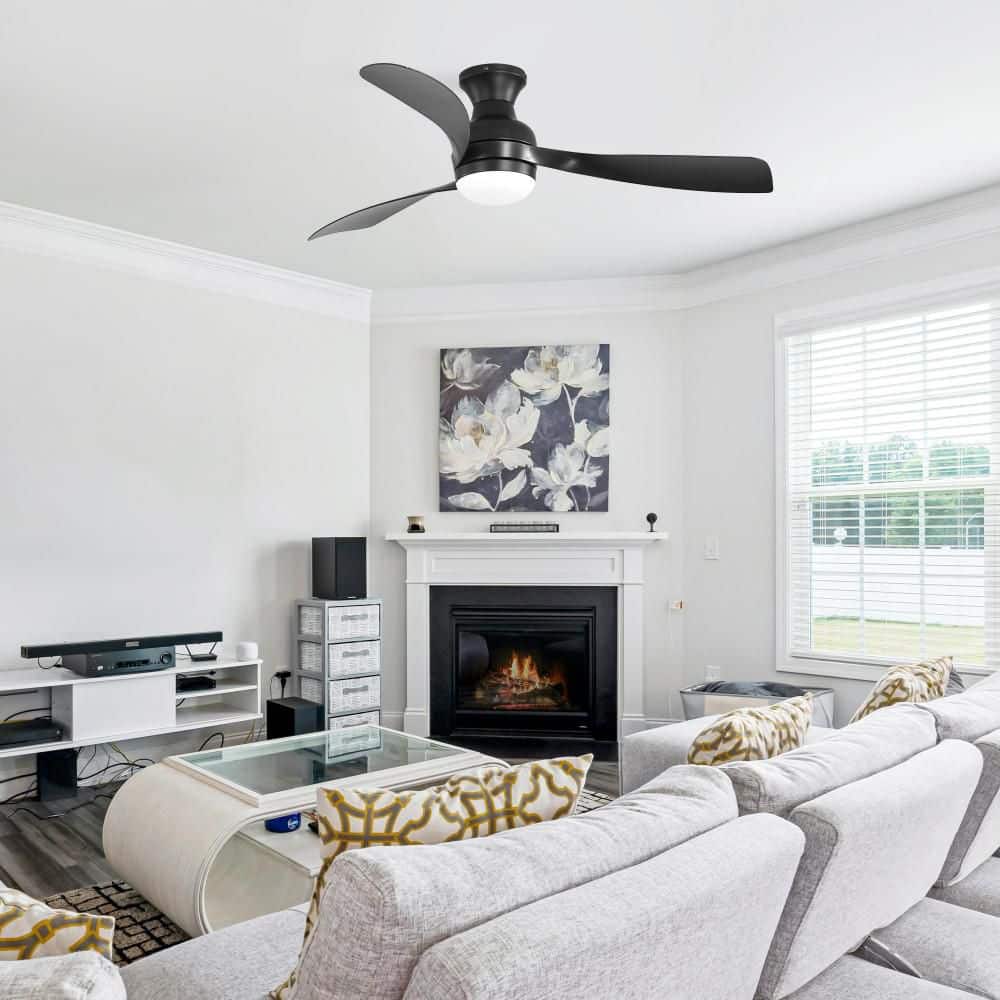 52 in. Black Flush Mount Ceiling Fan with Light and Remote, with Memory Function 3 Blades for Bedroom, Living Room price history on PriceWatchPro
