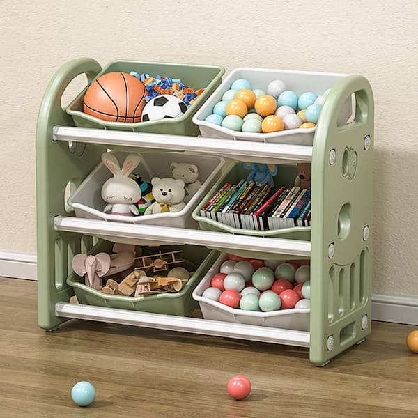 Kids Organizer Series 26 in. H x 30.3 in. W x 12.6 in. D Green HDPE Open Toy Storage Organizer