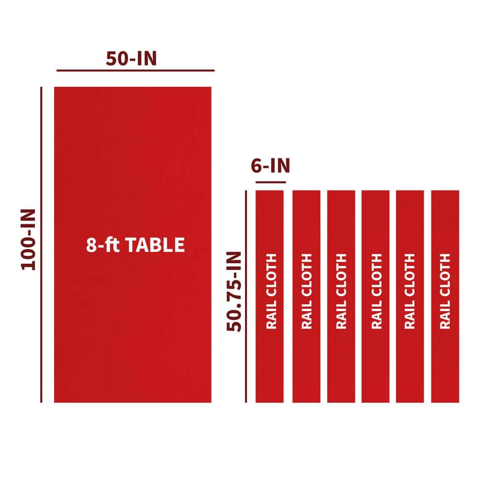 Championship Red Wool Nylon Pool Table Felt Cloth - 8-ft