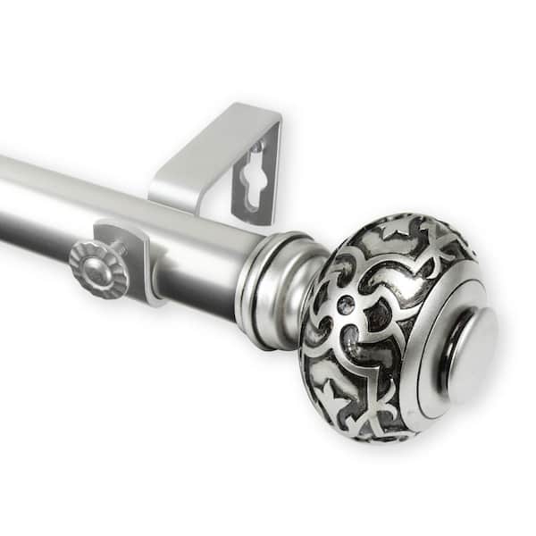 Rod Desyne Maple 160 in. - 240 in. Adjustable 1 in. Dia Single Curtain Rod in Satin Nickel
