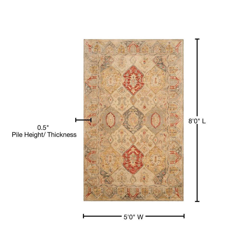 Antiquity Persian Style Red and Nude Wool Area Rug