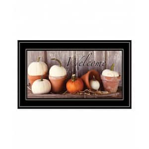 Welcome Pumpkin Shelf by Unknown 1 Piece Framed Graphic Print Typography Art Print 12 in. x 21 in. .