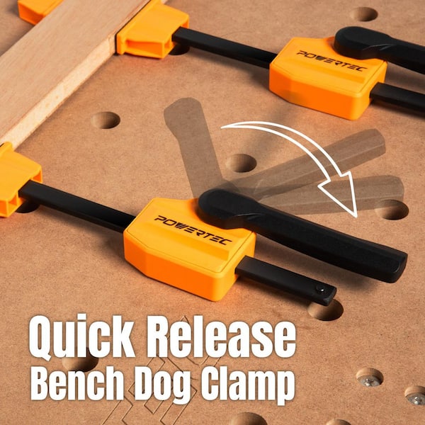 Bench Dog Clamps (2PK) for 3/4 in. Dog Holes with 176lbs Clamping Force and (8PK) Durable Bench Dogs