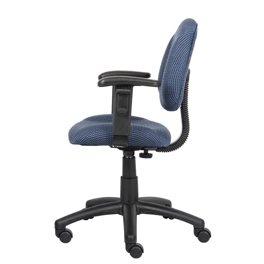 Elegant Blue Fabric Task Chair with Adjustable Arms and Swivel Base