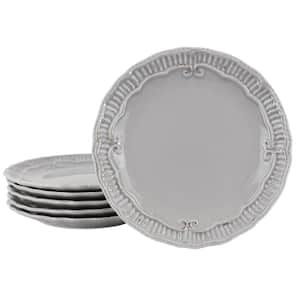 Capri 6-Piece 9 in. Stoneware Embossed Dessert Plate Set in Grey