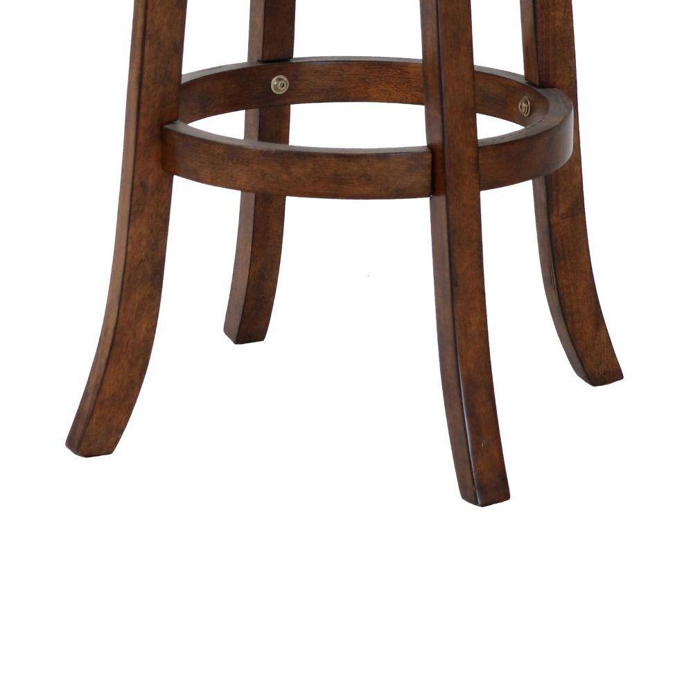 Classic Swivel Barstool with Nailhead Trim, Brown and Beige
