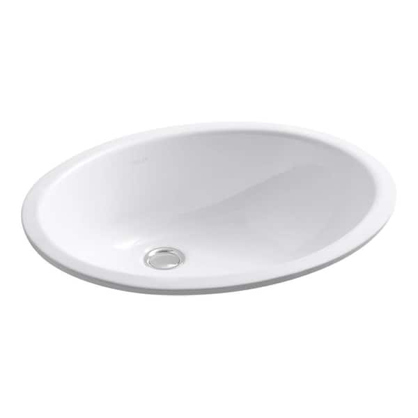 KOHLER Caxton 19-1/4 in. Oval Vitreous China Undermount Bathroom Sink in White with Glazed Underside
