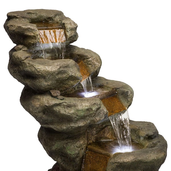 Alpine Corporation 48 in Tall Multi-Tiered Rock Waterfall Fountain