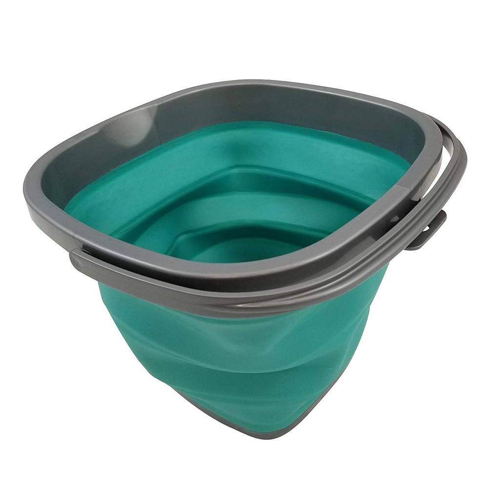 HOMZ Store N Stow 5 l Round Collapsible Bucket with Handle in. Grey and  Teal Base (12-Pack) 2211049DC.12 - The Home Depot