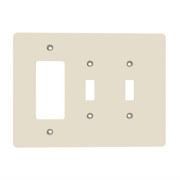 3-gang 2 toggle switch + deco Mid + wall plate Light Almond