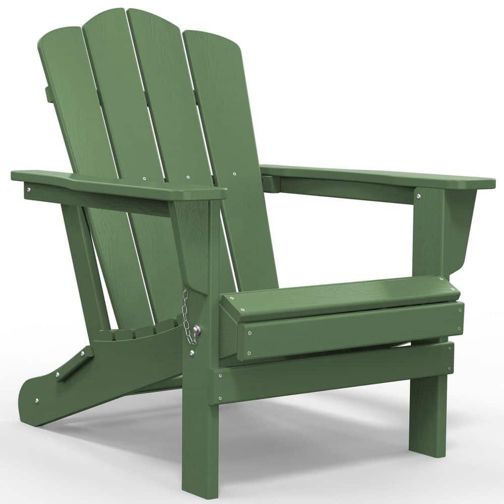 JEAREY HDPE Classic Avocado Green Folding Plastic Adirondack Chair