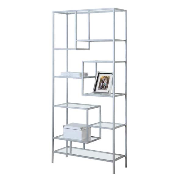 Dorel Living 72 in. Brass/Clear Metal 6-shelf Etagere Bookcase with Open  Back FH7830 - The Home Depot