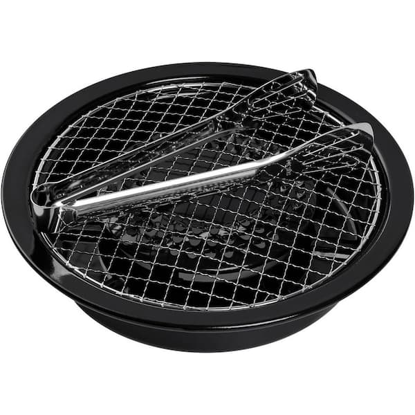 Aburi Grill Pan Nonstick Steel Grill Pan with Built-in Water Pan for Indoor Outdoor BBQ Cooking Black