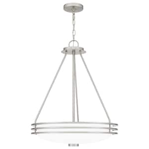 Emile 4-Light Brushed Nickel Pendant with Etched Glass