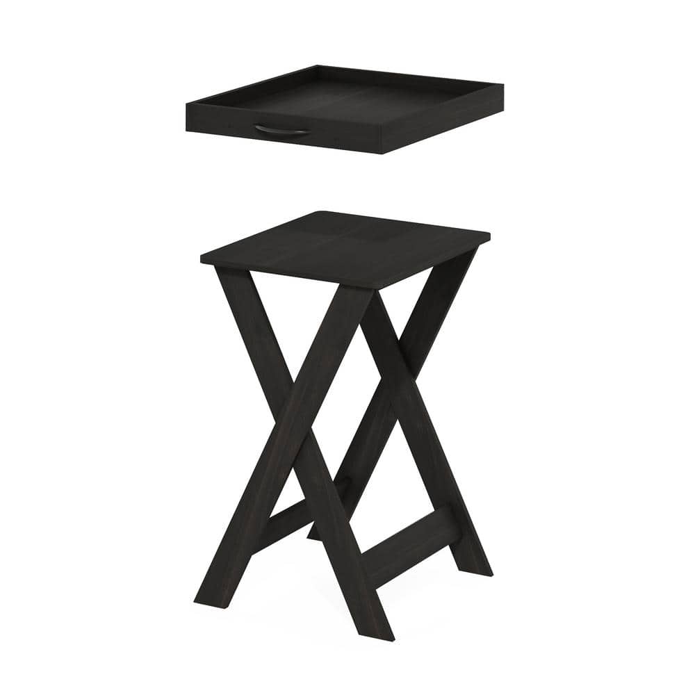 Espresso Rectangular Wooden Tray Table with Removable Top
