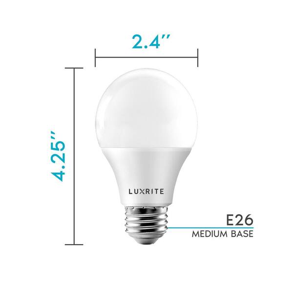 Luxrite 60 Watt Equivalent A19 Dimmable, Light Bulbs For Enclosed Fixtures
