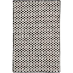 Courtyard Ivory Charcoal 2 ft. x 3 ft. Geometric Contemporary Indoor/Outdoor Patio Kitchen Area Rug
