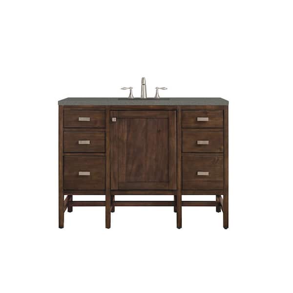 James Martin Vanities Addison 48 in. W x 23.5 in.D x 35.5 in. H Single Vanity in Mid Century Acacia with Quartz Top in Grey Expo
