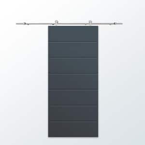 42 in. x 96 in. Charcoal Gray Stained Composite MDF Paneled Interior Sliding Barn Door with Hardware Kit
