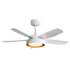 42 in. Indoor White Ceiling Fan with Dimmer LED Light, Remote Control and DC Motor for Living Room, Dining Room, Bedroom