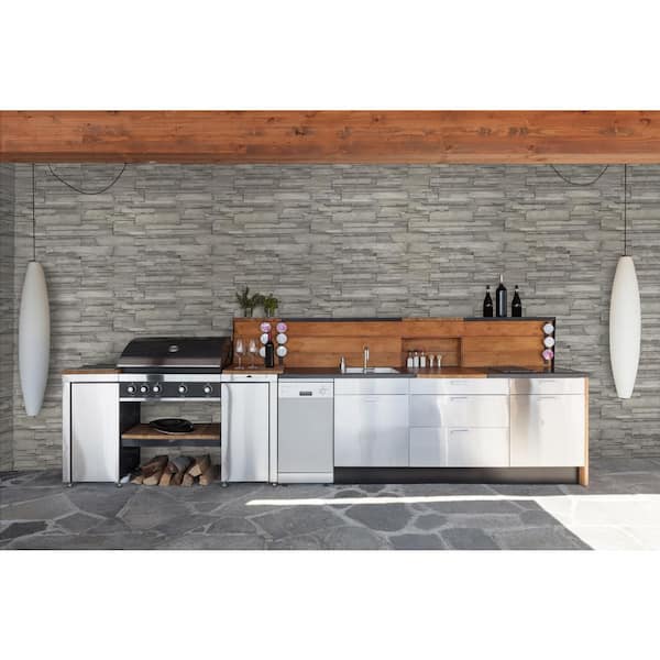 Earthecho 9 in. W x  in. L Natural Feather Shadow Manufactured Stone Flat Siding