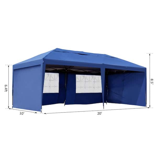 Outsunny 10 ft. x 20 ft. Blue Outdoor Gazebo Canopy Party Large 