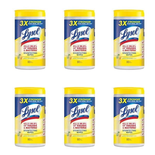 80-Count Lemon and Lime Blossom Disinfecting Wipes (Case of 6)