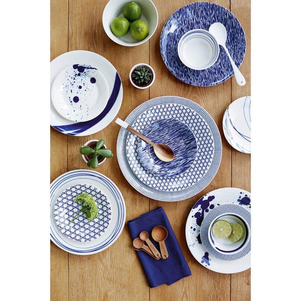 Royal Doulton Pacific Dark Blue Porcelain Round Salad Plates Set