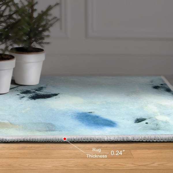 Floating Stars, 5'x8' Hand Washable Abstract Art Area Rug, power-loomed, 100% polyester, 2mm pile, non-slipping back.