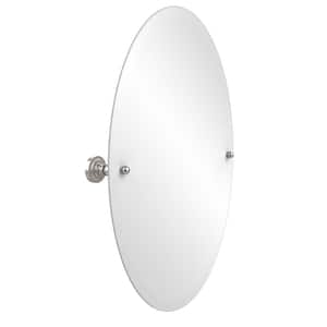 Dottingham Collection 21 in. x 29 in. Frameless Oval Single Tilt Mirror with Beveled Edge in Satin Nickel