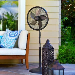 18 in. 3-Speed Outdoor Misting Fan and Pedestal Fan Combination with Sturdy All Metal Design for 600 sq. ft. - Brown
