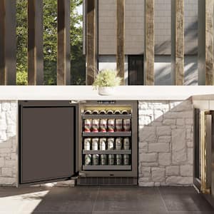 Autograph Edition 24 in. Touchstone 151 Can Single Zone Beverage Fridge with Stainless Door and Champagne Bronze Handle