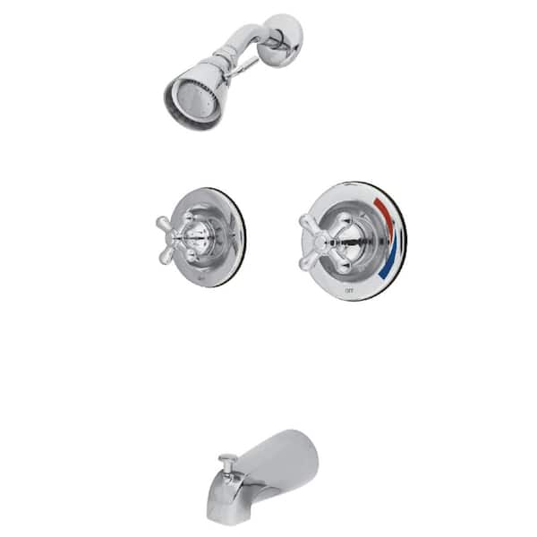Kingston Brass Vintage Double Handle 1-Spray Tub and Shower Faucet 2 GPM with Corrosion Resistant in. Polished Chrome
