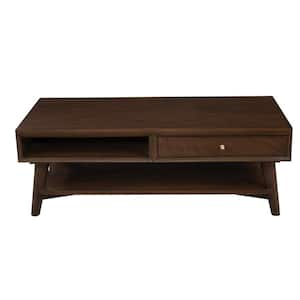 48 in. Oak & Antique Gray Rectangle Solid Manufactured Wood Coffee Table