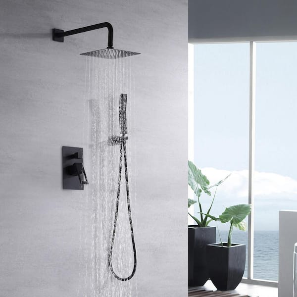 Modern 1-Handle 1-Spray Shower Faucet 1.8 GPM with Pressure Balance in Matte Black(Valve Included)