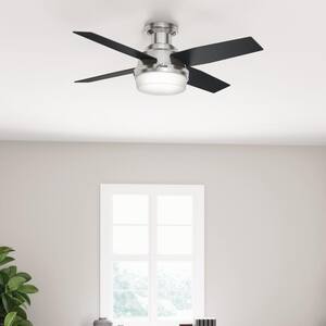 Dempsey 44 in. Low Profile LED Indoor Brushed Nickel Ceiling Fan with Light Kit and Universal Remote
