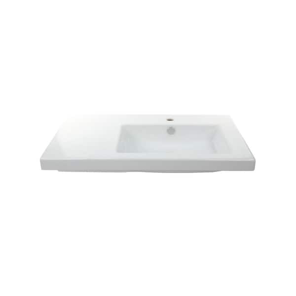 Nameeks Condal Wall Mounted Ceramic Bathroom Sink in White Nameeks Condal Wall Mounted Ceramic Bathroom Sink in White