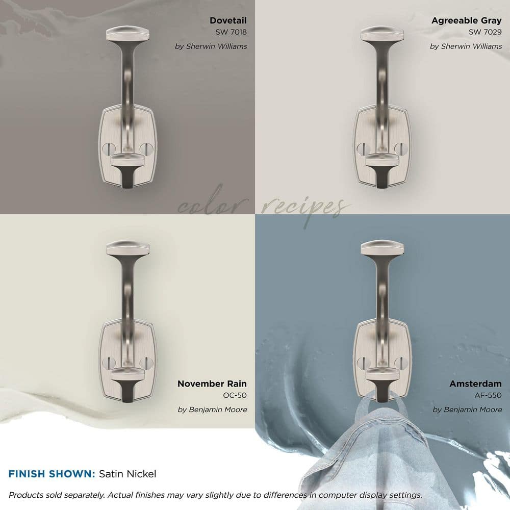 Satin Nickel Double Prong Decorative Metal Wall Hook