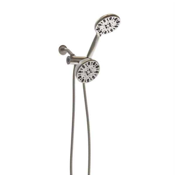 Miscool Aramis 7-Spray Patterns 4.7 in. Wall Mount Dual Shower Heads with Handheld Shower Faucet in Brushed Nickel