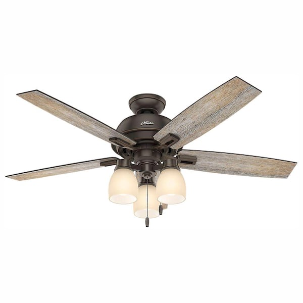 Hunter Donegan 52 in. LED Indoor Onyx Bengal Bronze Ceiling Fan with 3-Light